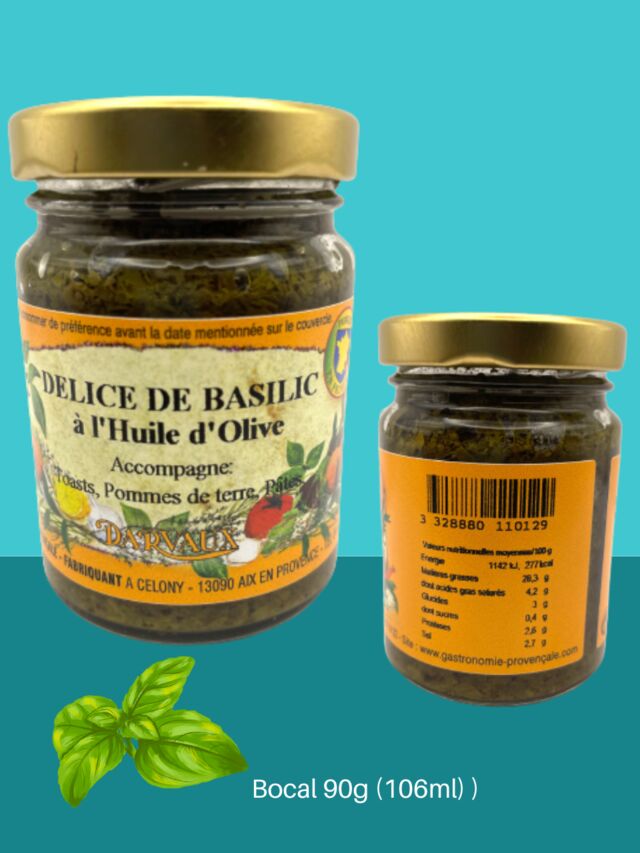 DÉLICE DE BASILIC à l'Huile d'Olive - 90g (106ml)