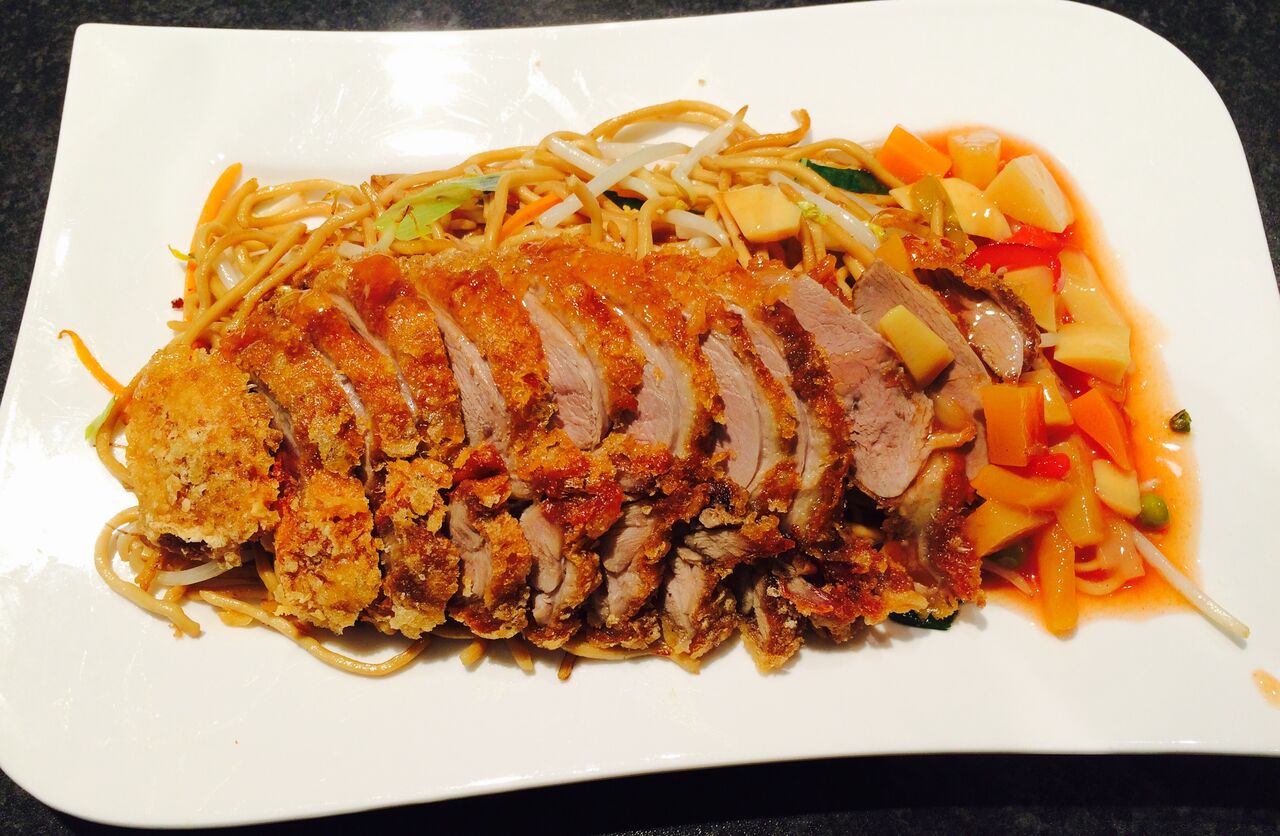 Nr. 15: Gebratene Nudeln mit knuspriger Ente