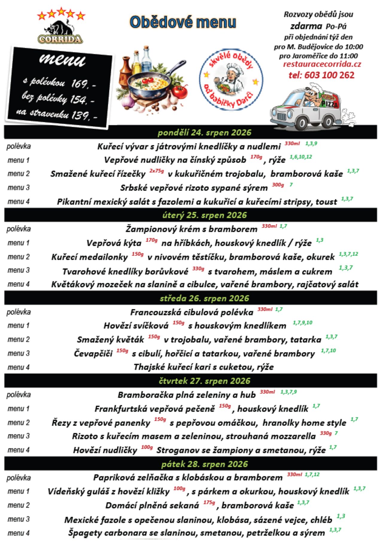 Obědové menu 24.-28.srpna