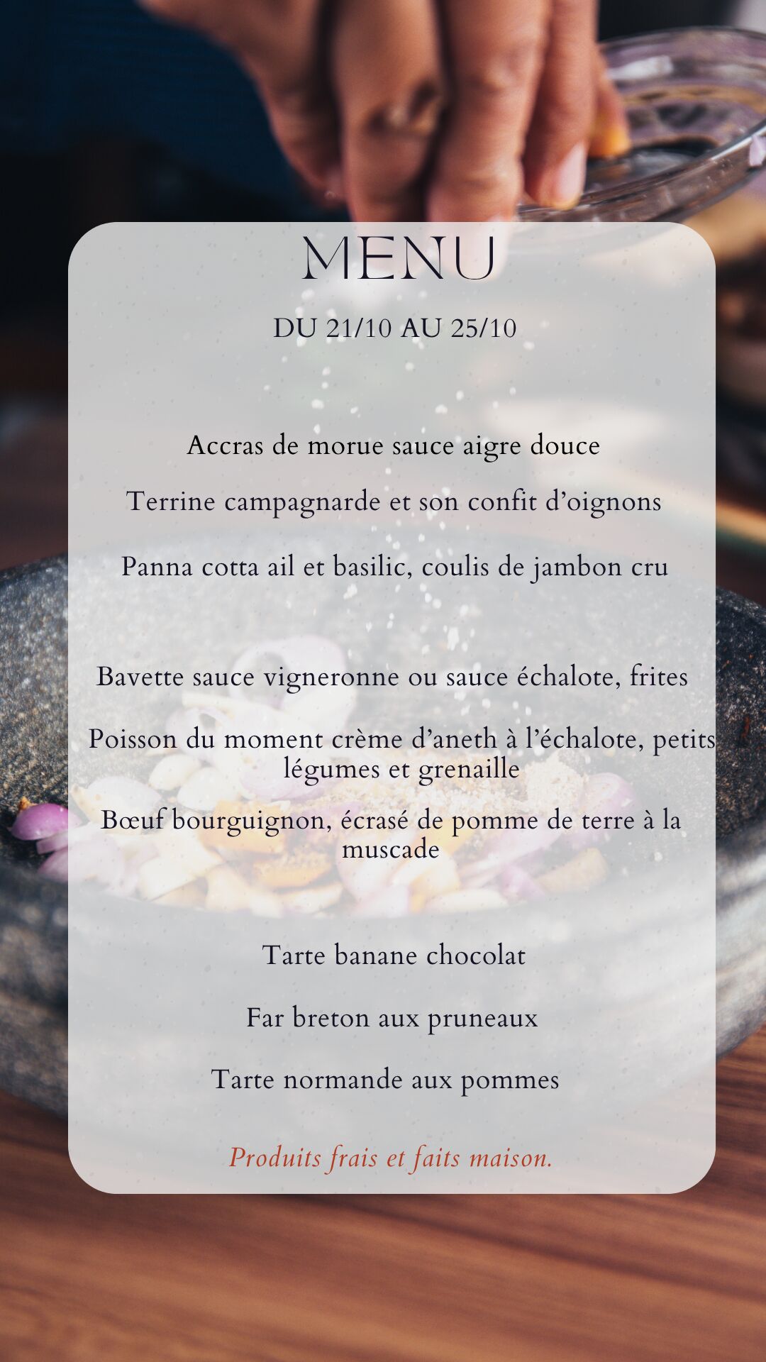 Menu du 21/10/25 au 25/10/25