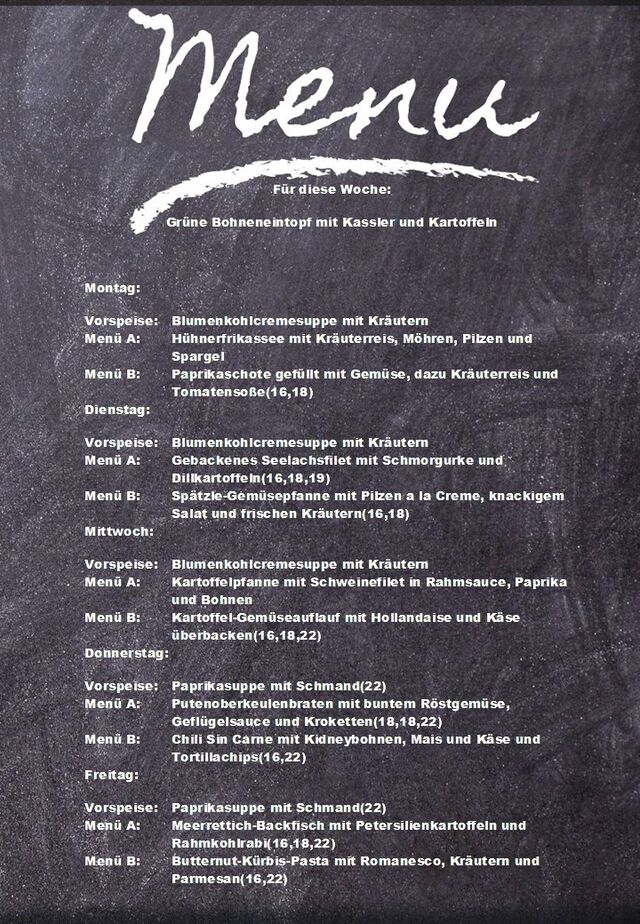 Speiseplan für diese Woche