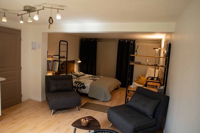 Le coin salon et couchage