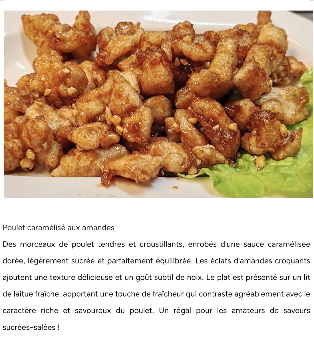 Poulet caramélisé aux amandes