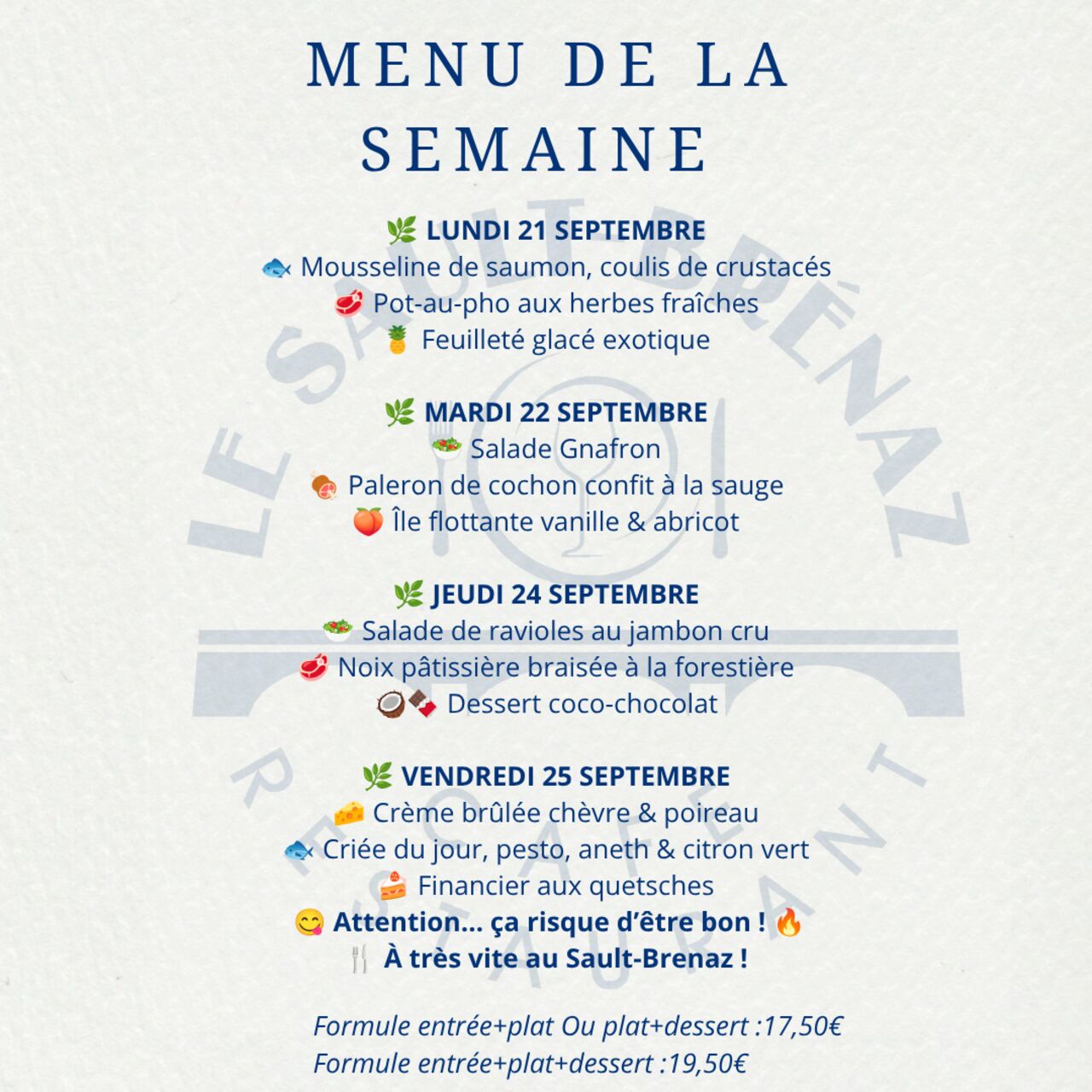 Menu de la semaine