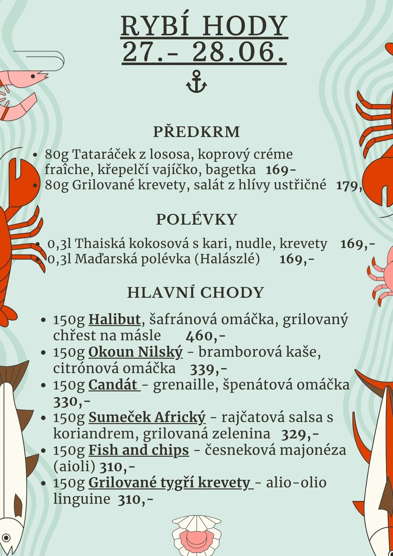 Menu rybí hody