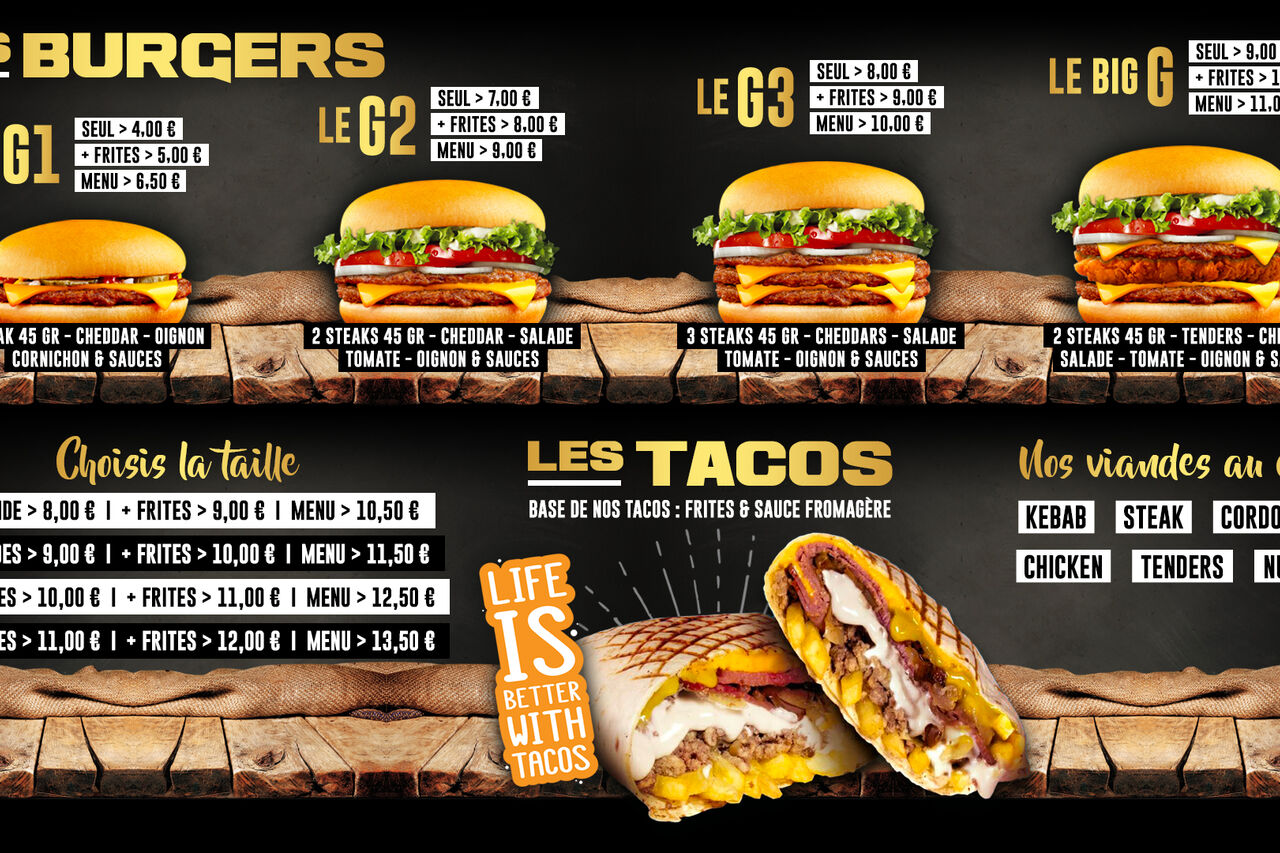 MENU TACOS ET BURGERS