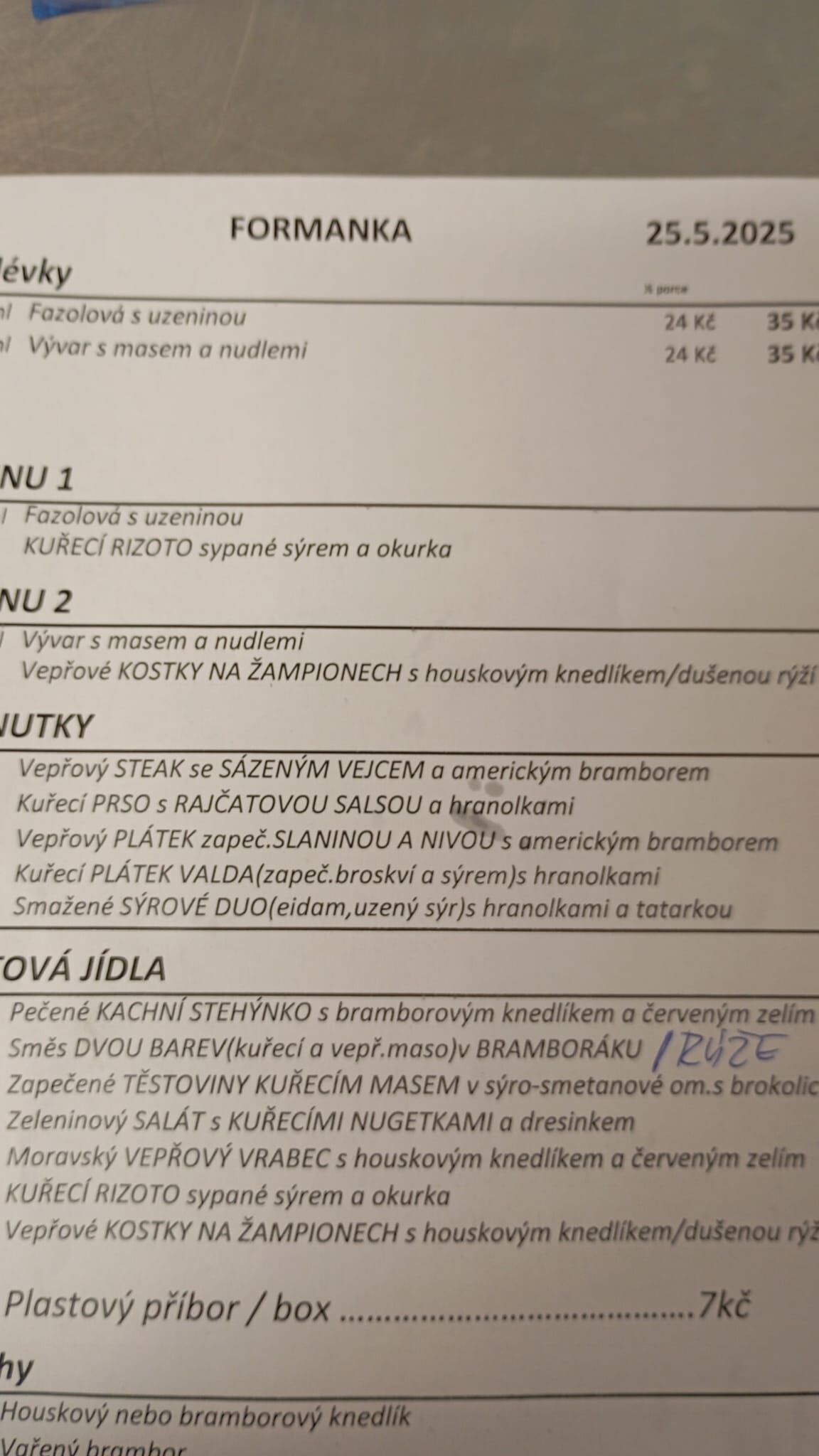 Jídelní lístek