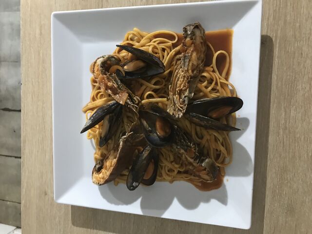 Cigales de mer aux linguines sauce San Marco