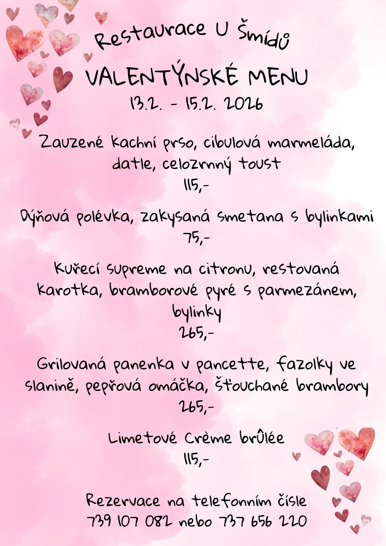 Valentýnské menu 13.2. - 15.2. 2026