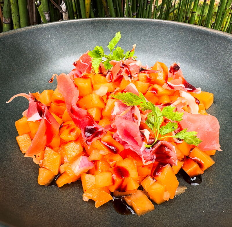 Tartare de melon au jambon de pays