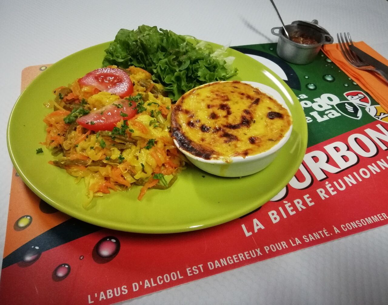 Hummm ! Duo gratin de Chouchou et Achards de Légumes
convient aux végétariens...