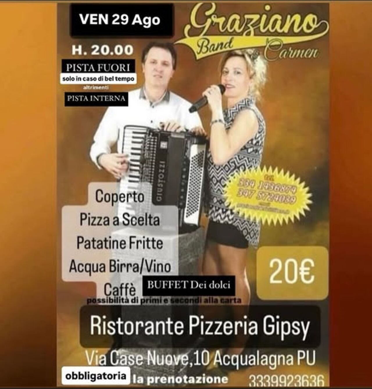 Venerdì 29 Agosto h20:00