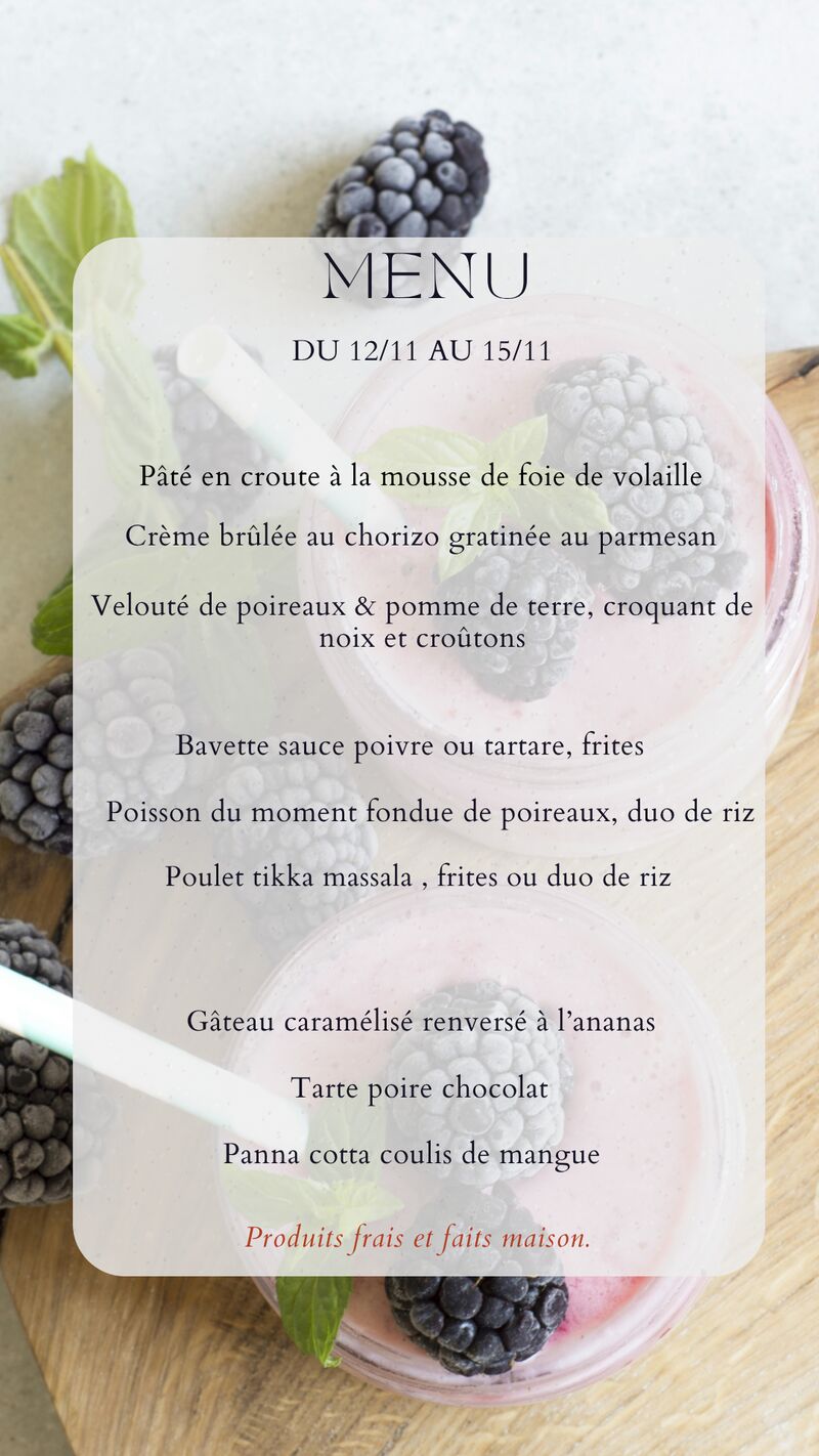 Menu du 12/11/25 au 15/11/25