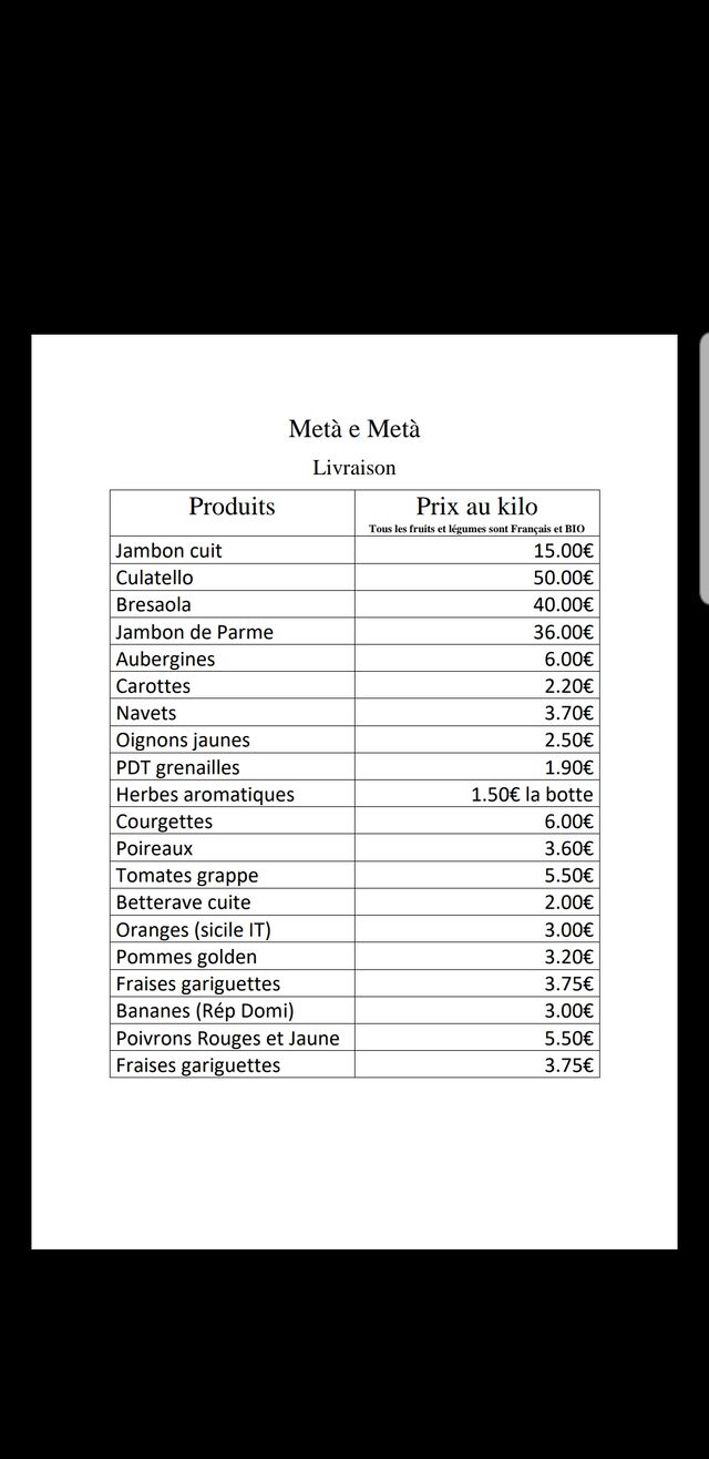 Livraison tous les samedis