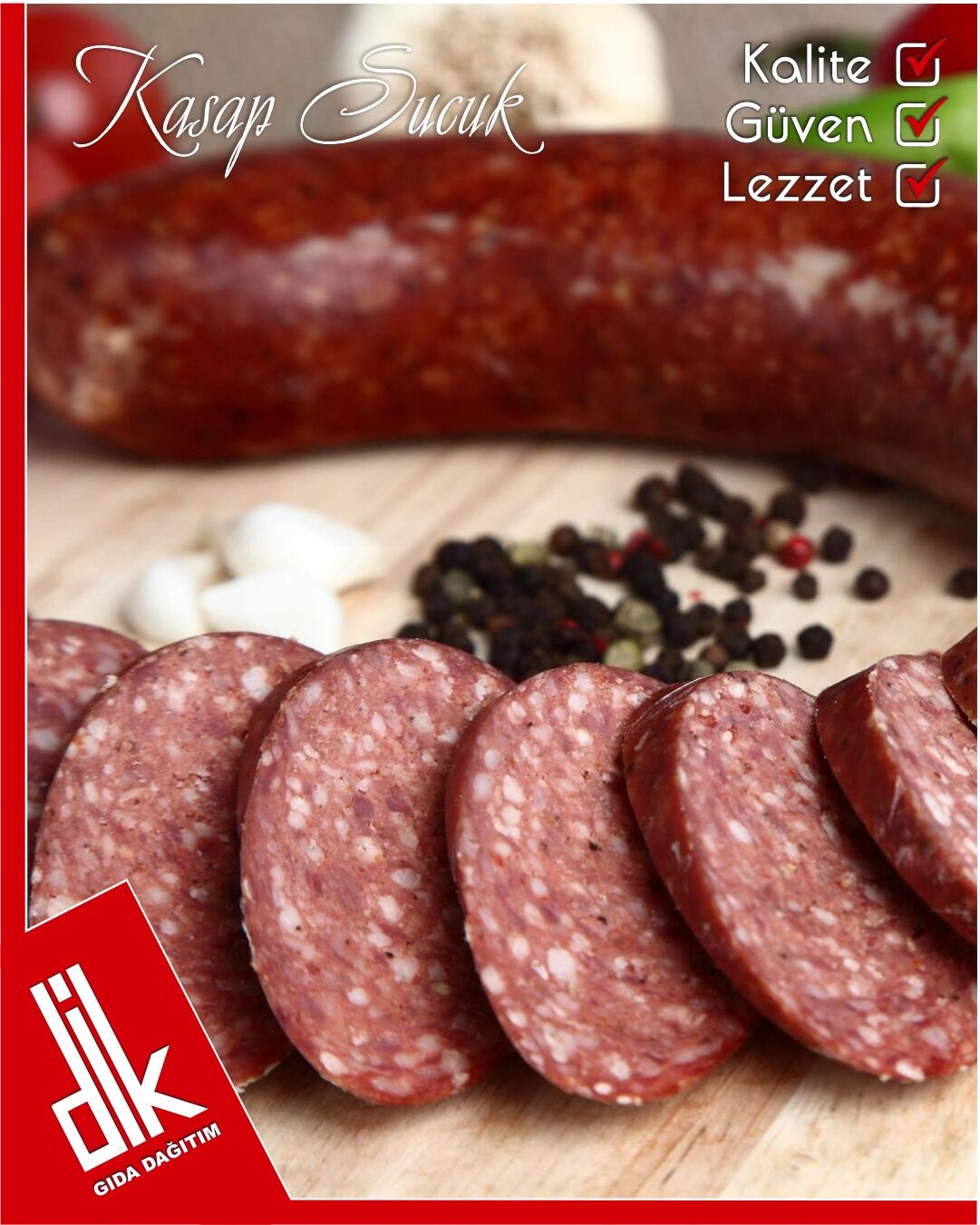 Kavram yağı ile doğal mozaik desenli kasap usulü İZMİT ET sucuk.