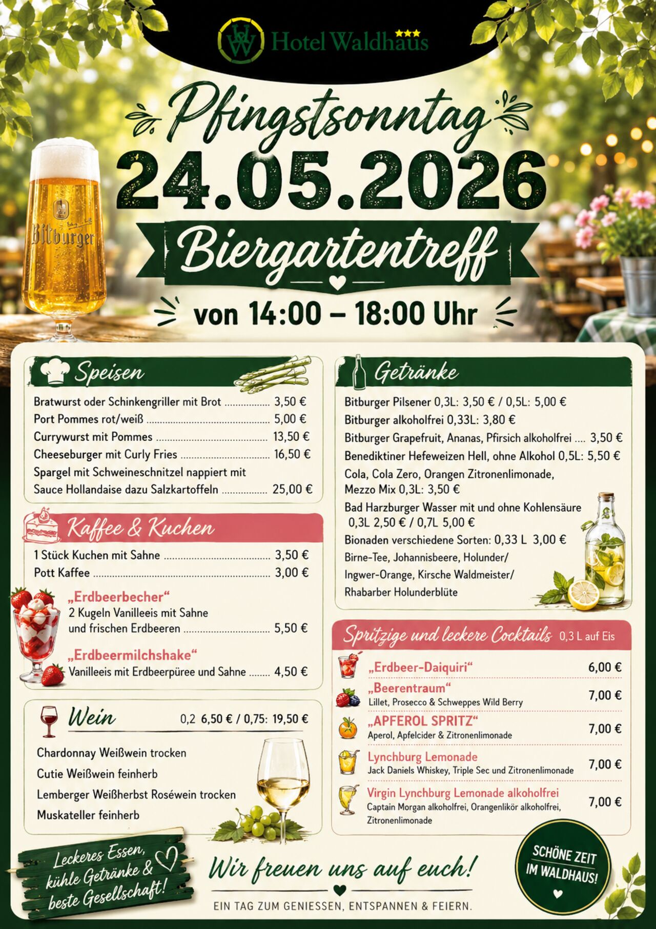 Pfingstsonntag 23.Mai 14:00-18:00 Uhr