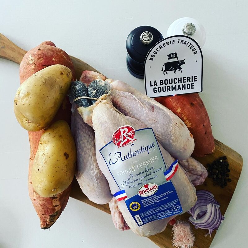 Poulet fermier à pattes bleu