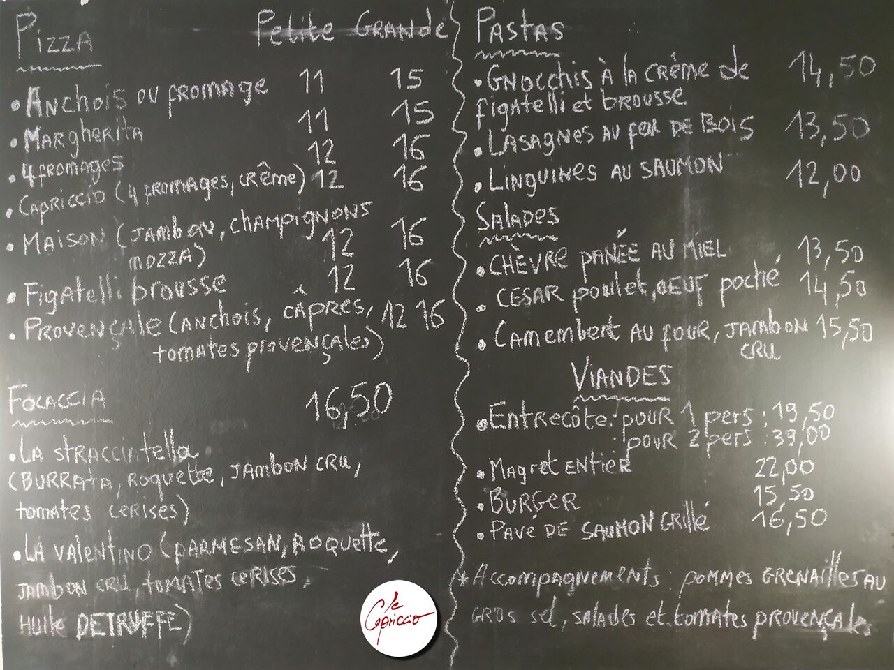 Ardoise du restaurant 