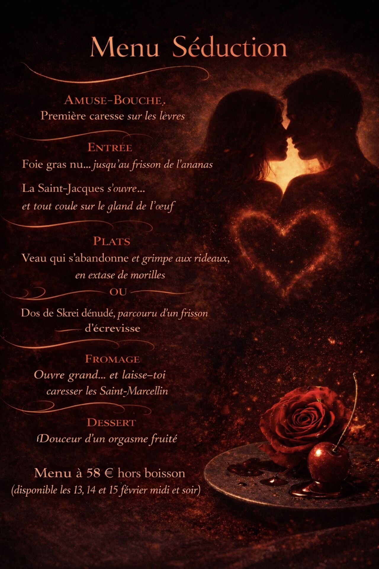 Menu Saint-Valentin sur place