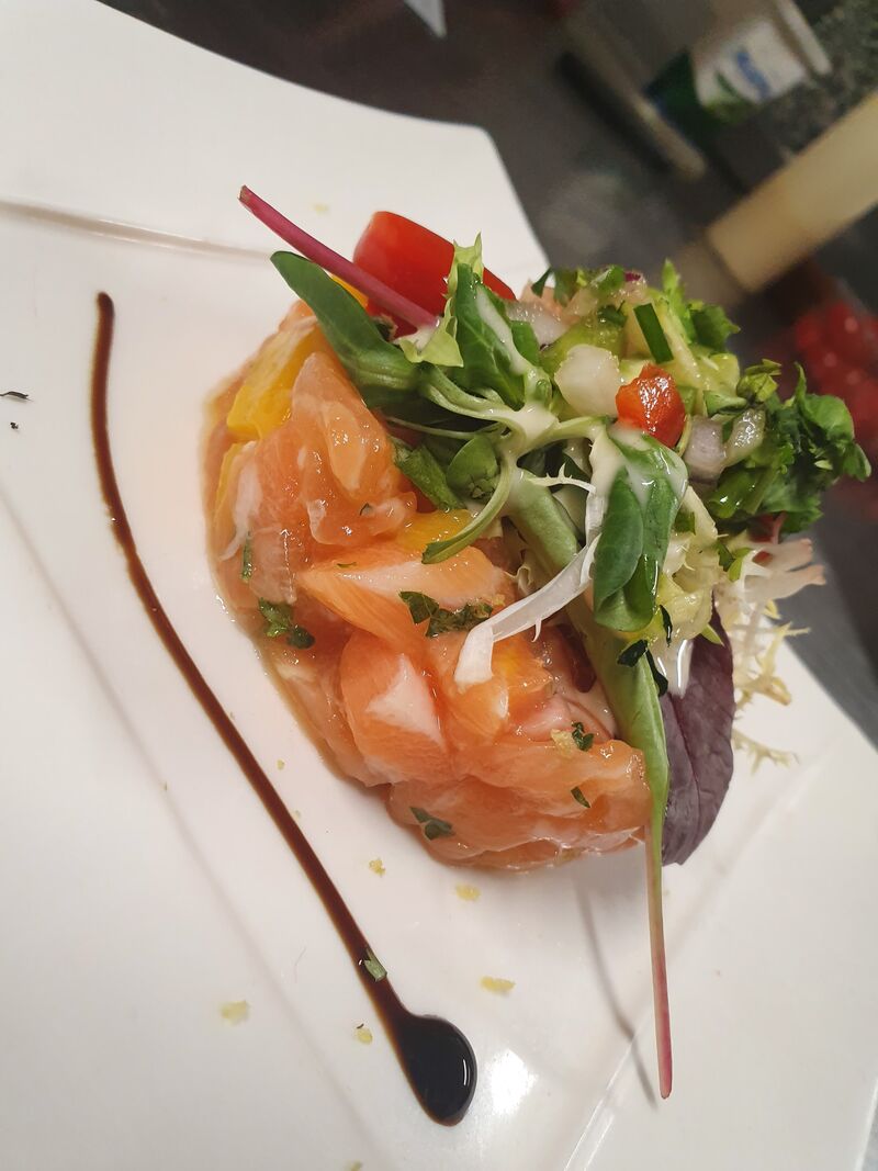 tartare de saumon et mangue