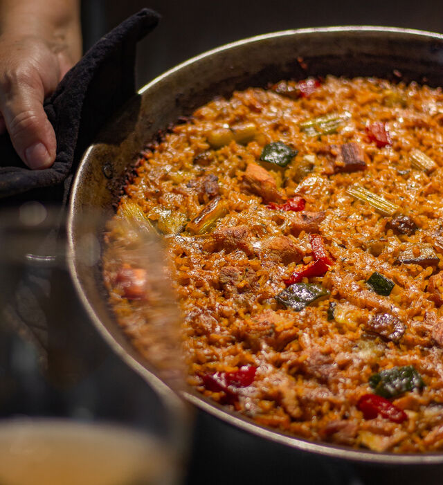 Arroz con magro y verduras