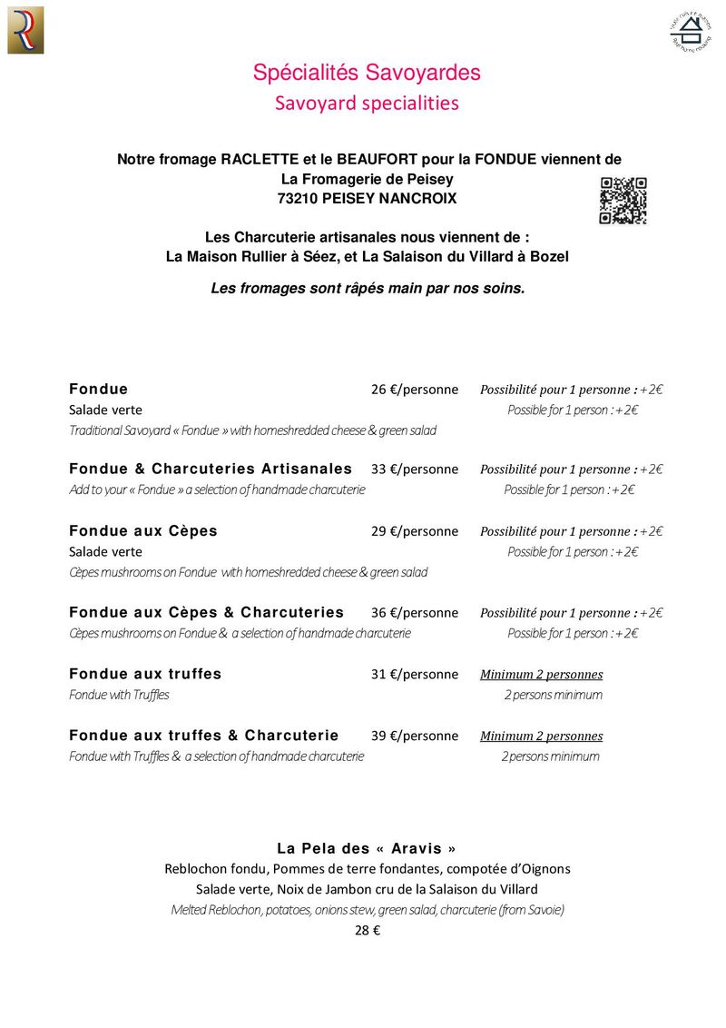 Spécialités Savoyardes