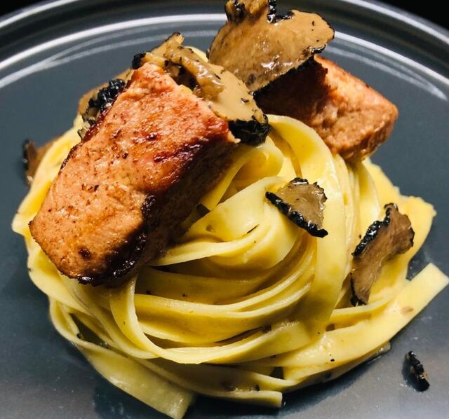 Pâtes au foie gras et truffes 