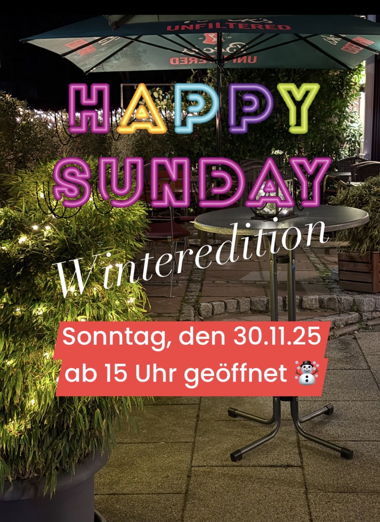 Sonntag, den 30.11.25 ab 15 Uhr geöffnet☃️
