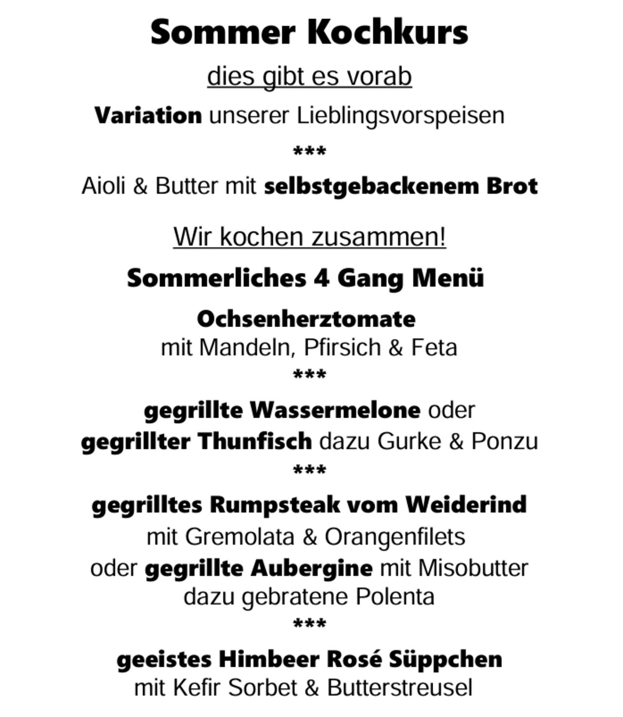 Sommer Kochkurs