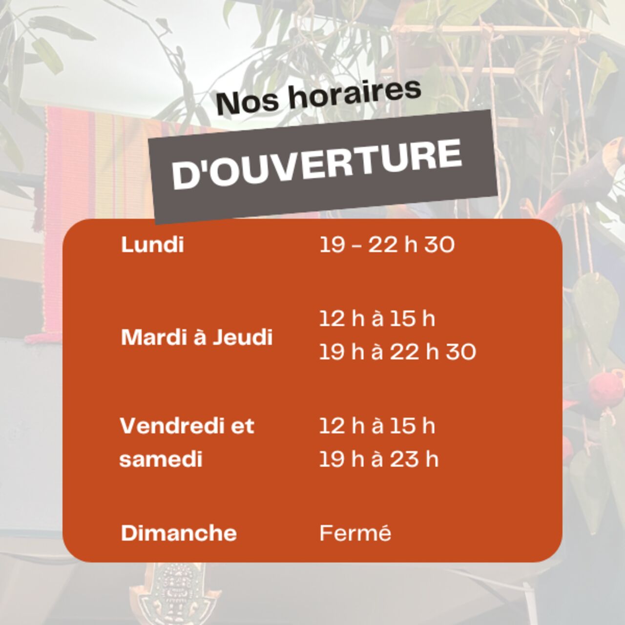Petit Pacifico : nos horaires