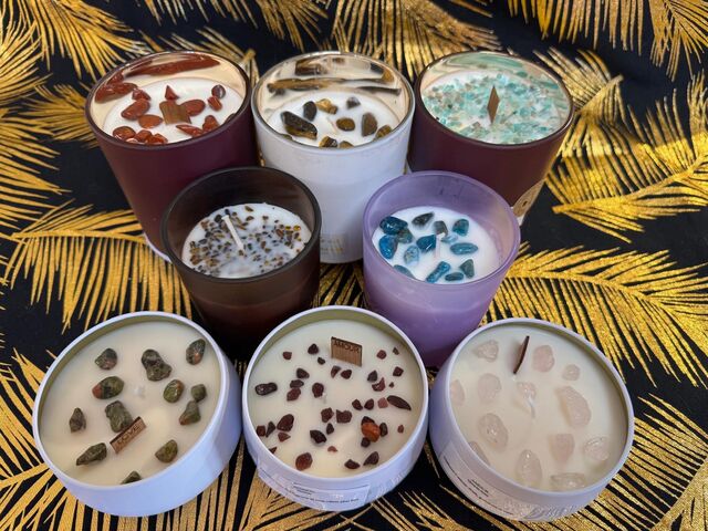 Bougies avec pierres naturelles « Mounalight »