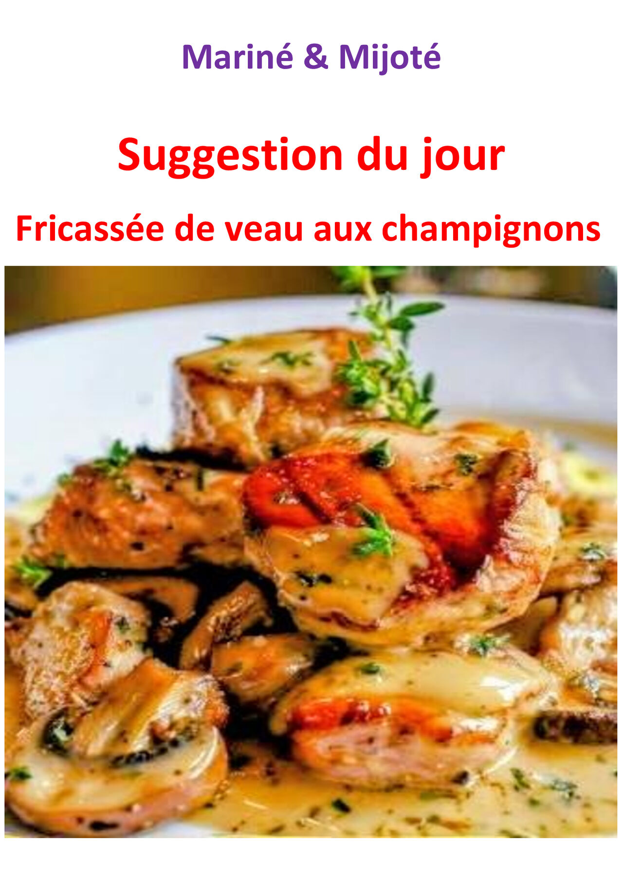 Suggestion du jeudi 02 avril 2026