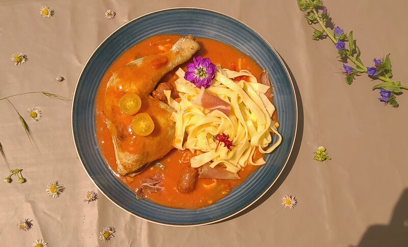 Poulet Basquaise et Tagliatelles