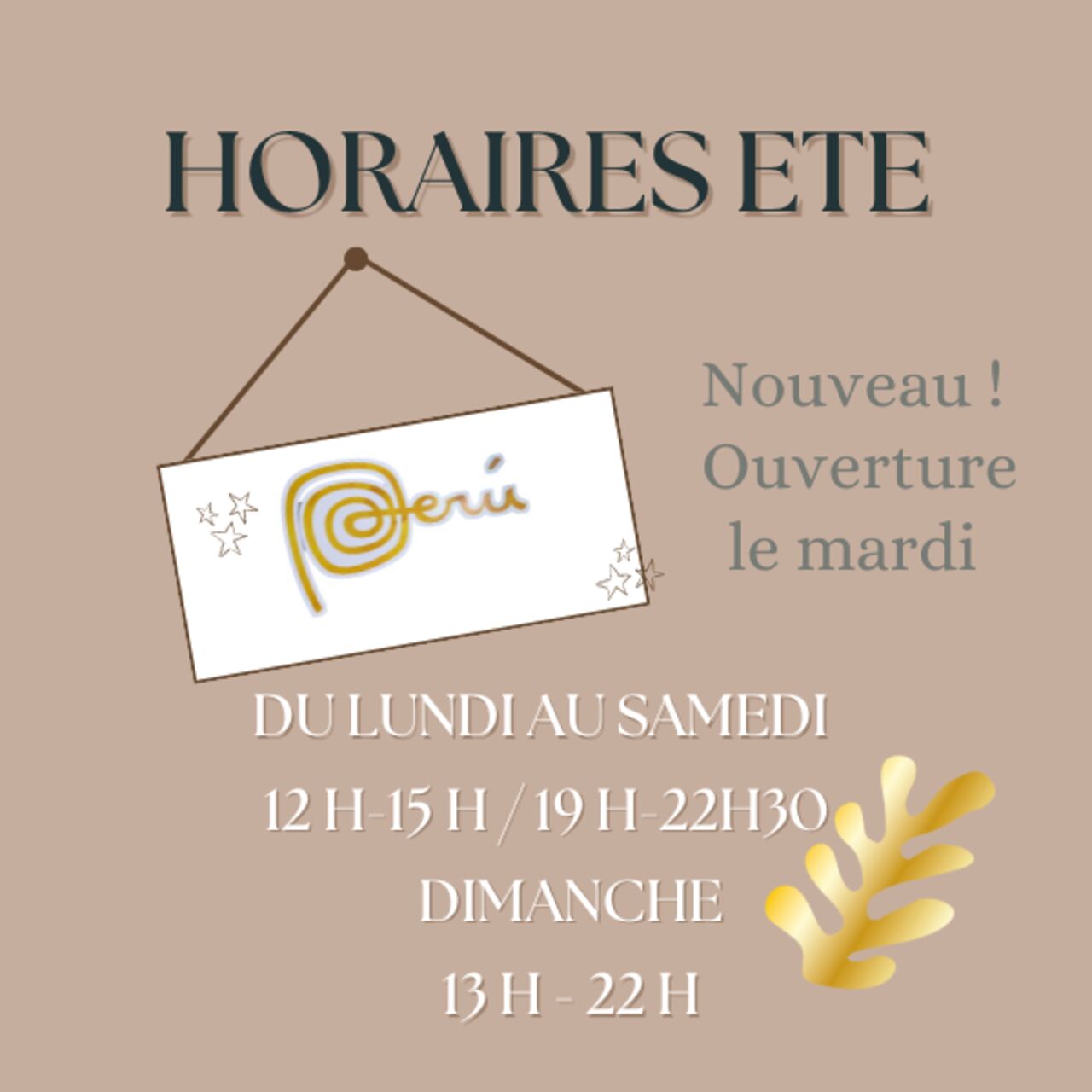 HORAIRES ETE