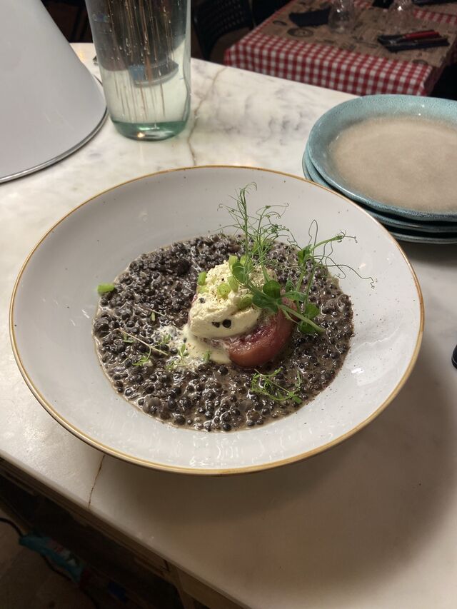 Risotto de lentilles noires Beluga, Cotechino Zampone