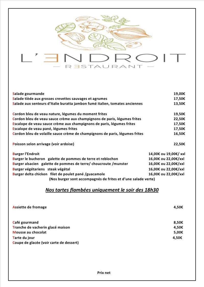 Carte du restaurant