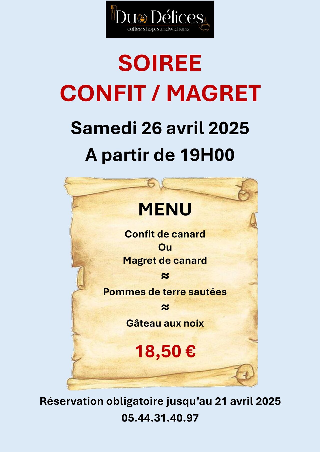 Soirée confit-magret