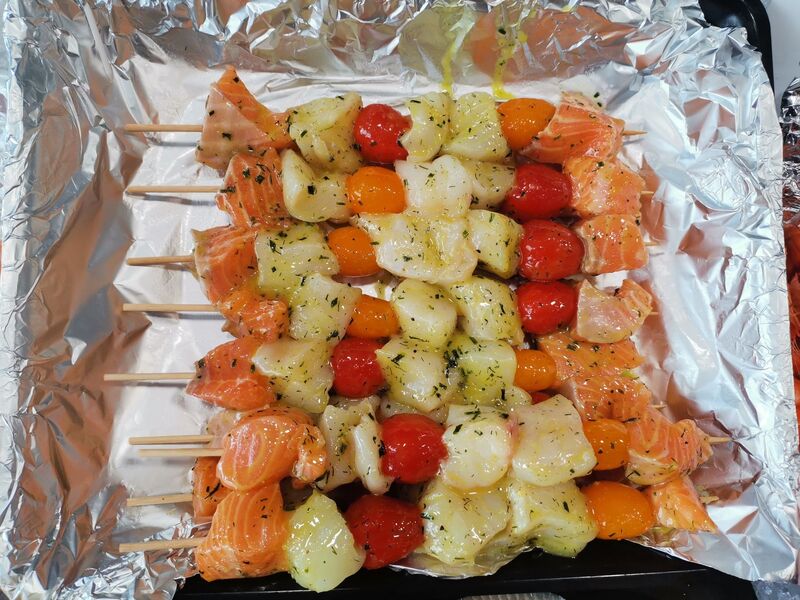 Brochettes de poissons