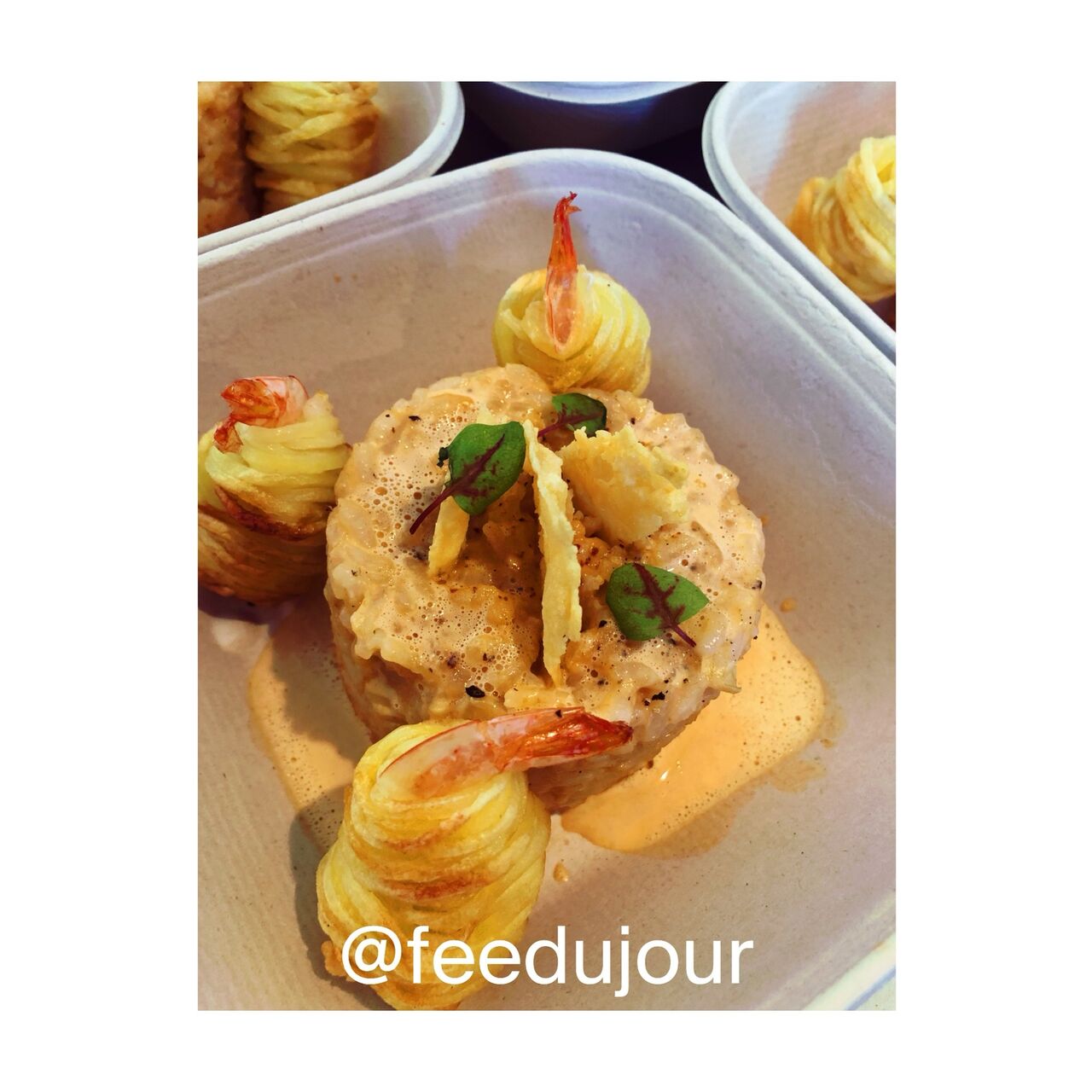 Risotto Gambas cocoon Émulsion de poissons