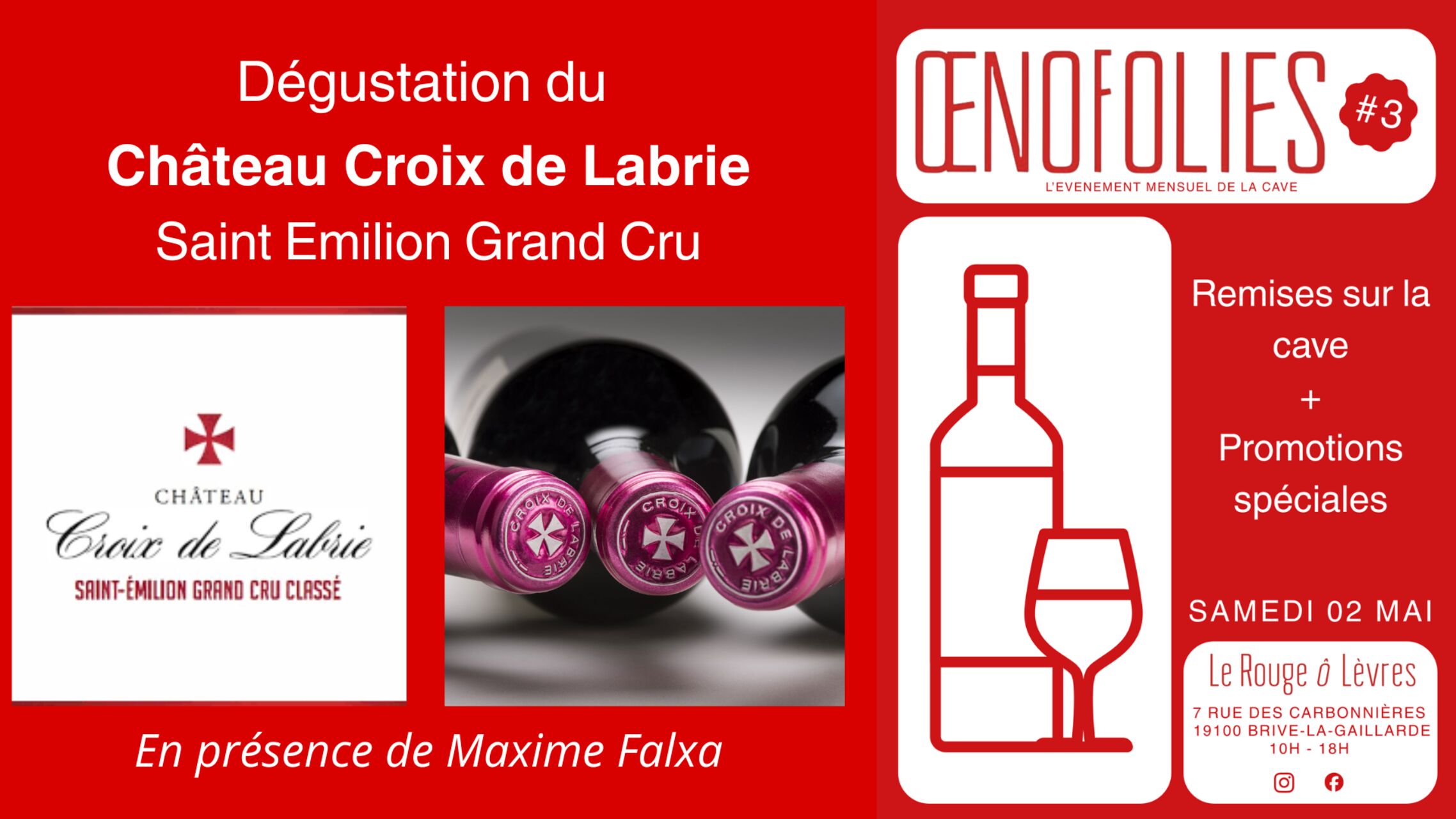 Samedi 2 Mai : Œnofolies et dégustation Château Croix de Labrie