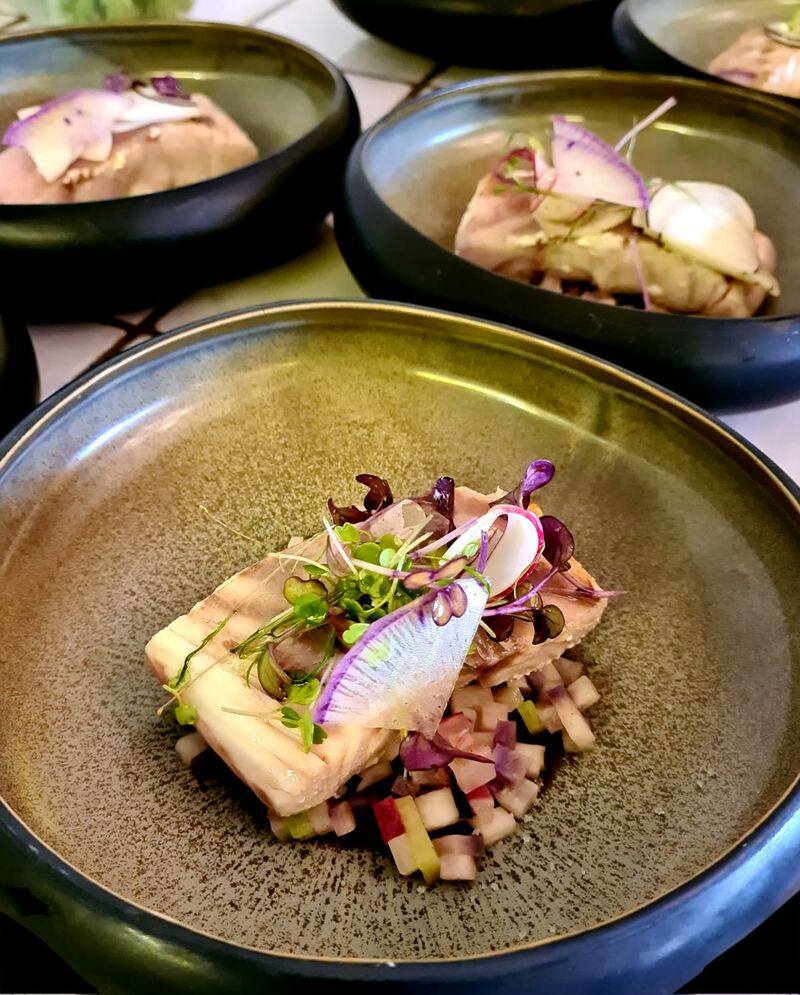 Maigre confit, déclinaison de radis