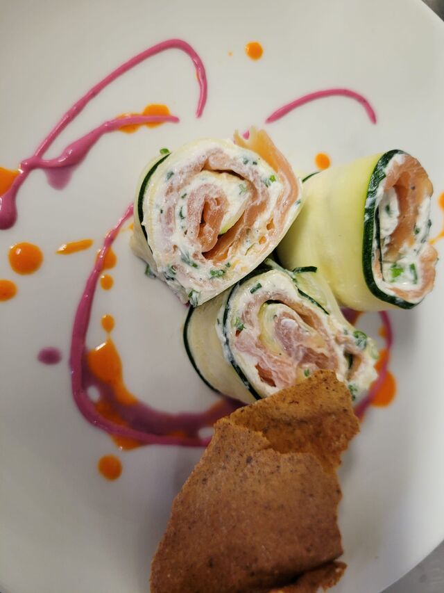 Roulés de courgettes au saumon et fromage frais