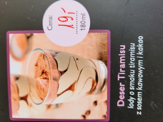 Nowości w Bistro
Lody deser tiramisu