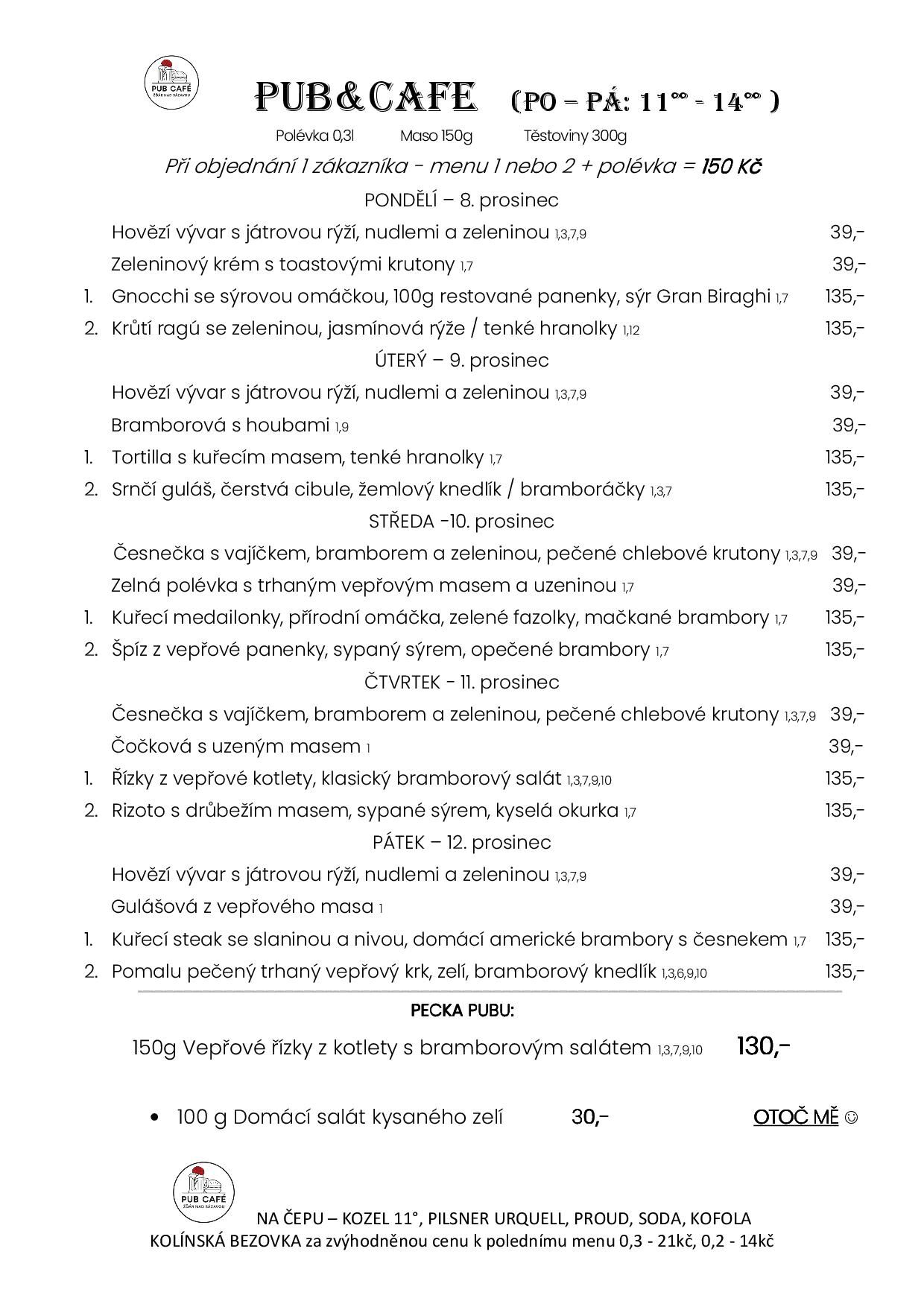 Denní menu od 8. PROSINCE