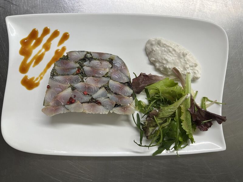 Pressé de Maquereaux, baies roses et Wakamé