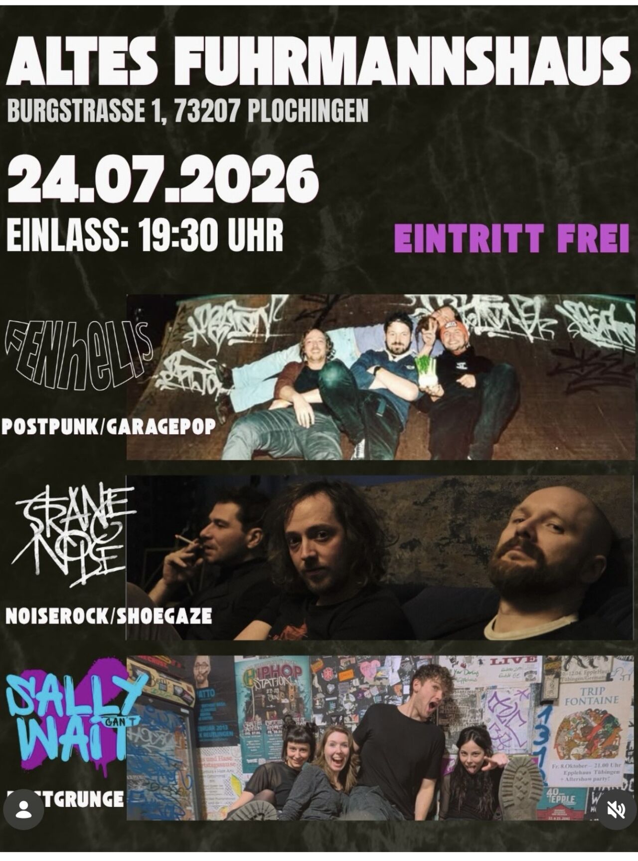 Am 24.07.26, Freitag, ab 19:30 Uhr - 3 Bands! Eigene Musik!