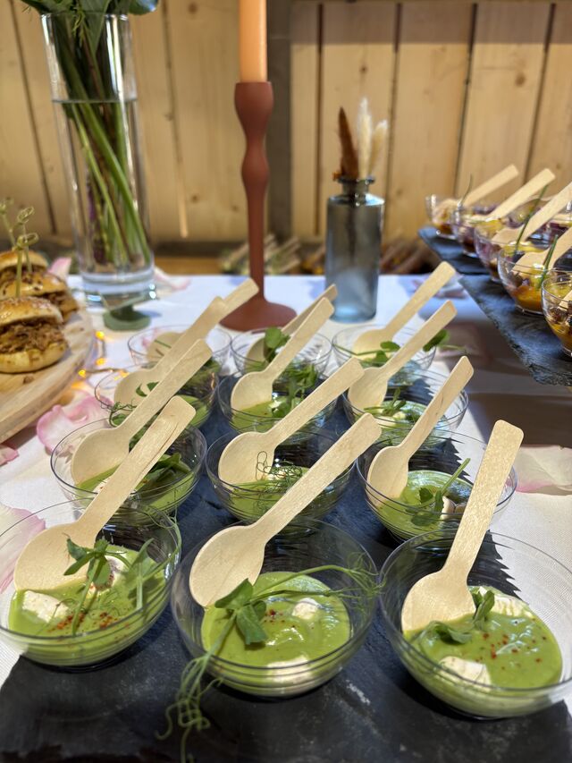 Gaspacho petit pois, menthe & fromage frais 