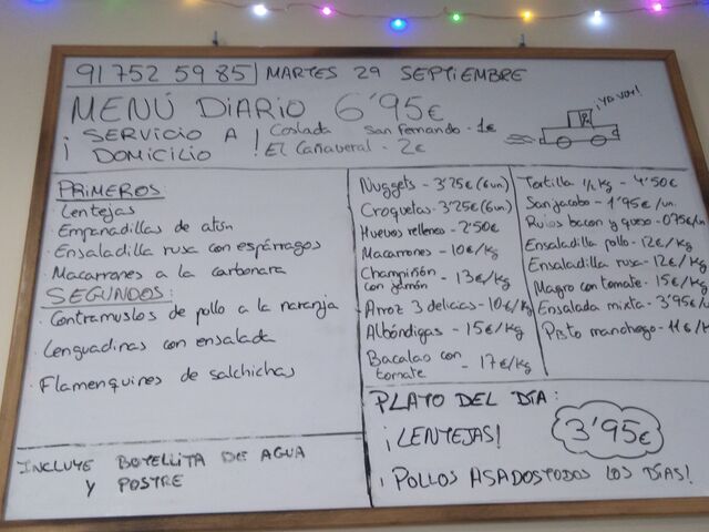 Menú martes ?☎️?917525985
En tienda y con servicio a domicilio 