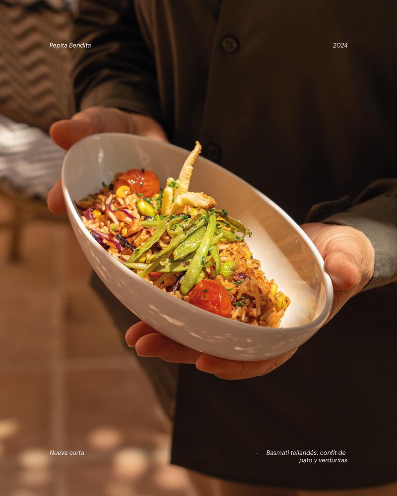 Basmati tailandés, confit de pato y verduritas