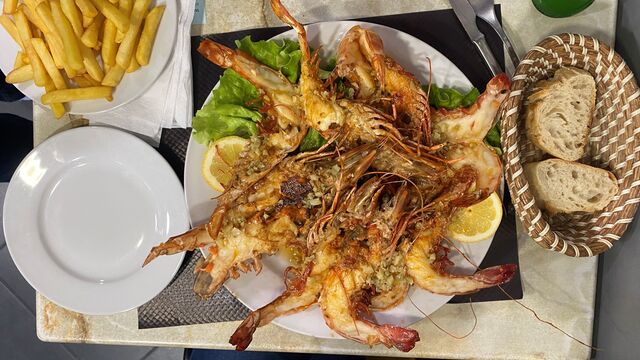 Gambas grillées,sauce à l'ail
